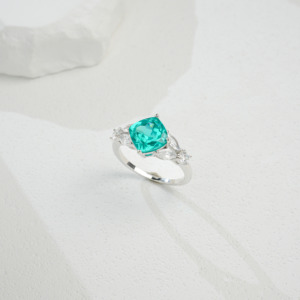 s925 Silver Paraiba Green Garnet Ring Shining Gift for <b>Girlfriend</b> Anniversary Design Ring L - Product Image 4
