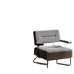 Fauteuil de loisirs moderne et simple à motif à carreaux, chaise en métal pour la maison, le bureau, le salon, l'hôtel, durable et écologique - Product Image 1