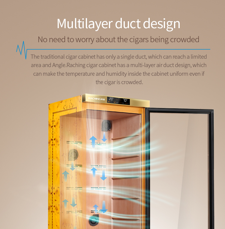 Raching big cigar cabinet with spanish cedar electronic humidor fridge for cigar aging