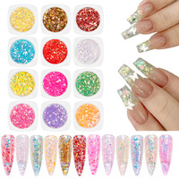 Ensemble de 12 couleurs d'art d'ongles holographique, paillettes et poudre scintillante mélangées pour la décoration de manucure DIY et l'embellissement des ongles