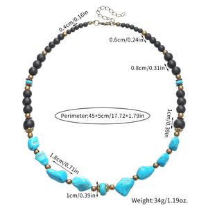 Collier tendance pour homme en turquoise, style hip-hop, artisanal, perles irrégulières, idéal pour un cadeau - Vente en gros JD GEMS - Product Image 2