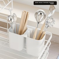 Égouttoir à vaisselle double couche en métal pour cuisine, support de rangement multifonctionnel pour comptoir avec boîte de rangement pour baguettes