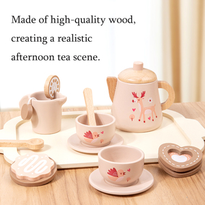 Giocattoli di gioco per bambini in legno che simulano la scena del tè pomeridiano Puzzle educativo prescolare divertente cibo da cucina genitore-bambino - Product Image 4