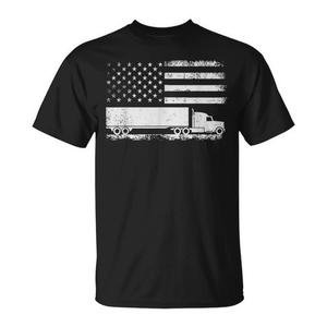 Camiseta patriótica para conductor de camión con bandera estadounidense - Product Image 1