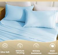Ensemble de draps en microfibre de refroidissement de luxe 4 pièces literie respirante à poches profondes pour hôtels confort et style de luxe