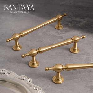 Santaya Poignée moderne en laiton massif Finition brossée Meubles Armoire Tiroir Bouton pour chambre Armoires de cuisine Poignées en zinc Commode - Product Image 2