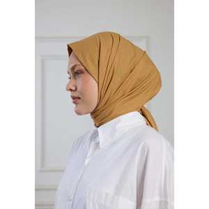 Écharpe musulmane traditionnelle en pur coton de couleur camel - Accessoire vestimentaire élégant - Product Image 2