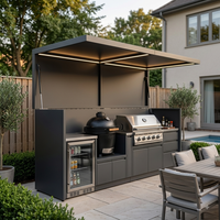 Abri de cuisine extérieur personnalisé en acier inoxydable 304 antirouille, résistant à l'humidité, avec portes pliantes pour jardin et terrasse