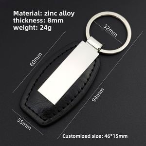 Factory PU Leather Metal Car <b>Keychain</b> <b>Custom</b> Engravable Logo Personalized Text Gift Pendant for Papa, Boyfriend & Car Accessory - Product Image 3