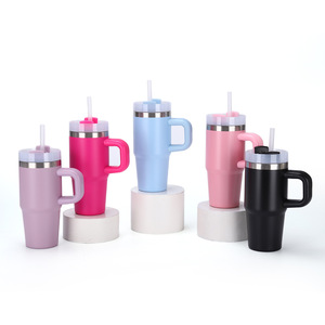 Stainless Steel Tumbler 14oz <b>Double</b> <b>Wall</b> Vacuum Insulated With Handle Travel <b>Mug</b> - Product Image 1