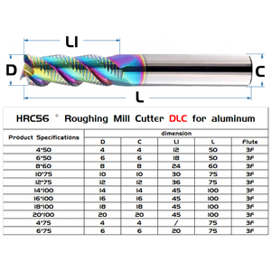 Bibo 3 Flutes Hrc56 Coated Roughing Milling Cutter Steel Solid Endmill for Aluminum Metal Cutting <b>Tungsten</b> Steel 3-flute End - Product Image 2