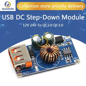 苹果华为FCP快速充电器用USB DC降压模块12V 24v至QC2.0 QC3.0快速充电手机充电板