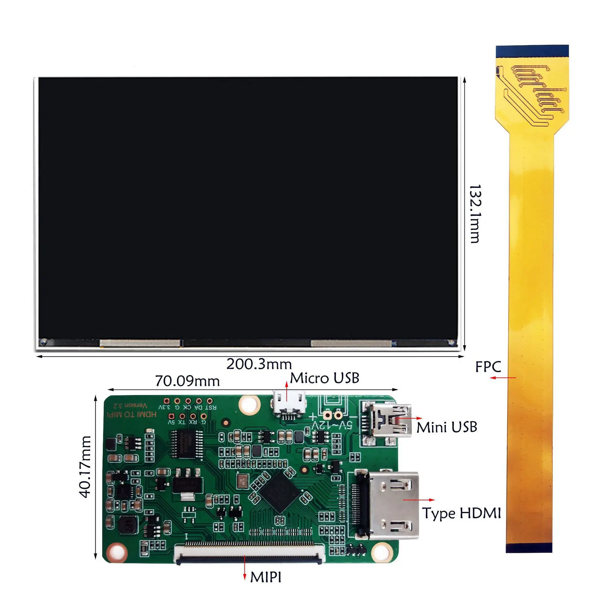 High definition 1600*2560 2K HD LCD Display 8.9 inch display module with MIPI driver board for 3D print machine