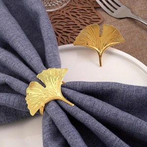 Anillos de servilleta de metal con diseño de hoja de ginkgo, soportes para servilletas, decoración de mesa para Navidad y Acción de Gracias, accesorios para servilletas. - Product Image 6