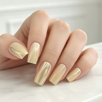 Ongles press-on brillants Aurora Chrome, ongles carrés courts et brillants, ongles acryliques réutilisables, lot de 24 pièces pour salon