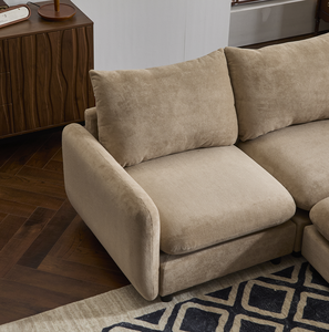 Canapé modulaire en velours en forme de L, 3 pièces, combinaison libre, avec ottoman - Product Image 5