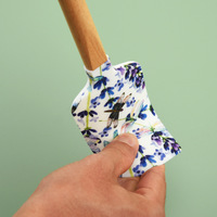 Spatule à crème en bois à long manche, design floral créatif, tête en silicone, résistante au lave-vaisselle et au four jusqu'à 230°C
