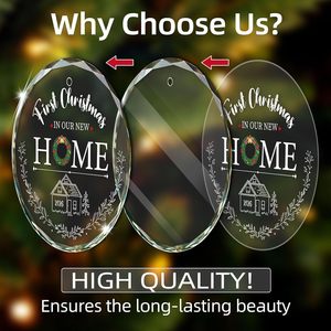 Ornements de Noël en verre en forme de cœur vierges en gros, personnalisables par impression UV, avec bords biseautés - Product Image 3