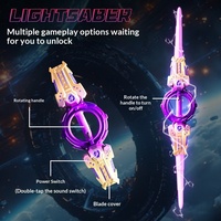 Espada Láser LED Retráctil 2 en 1 con Doble Cabeza Giratoria, Recargable, de Plástico, para Niños, Juguete de Combate, Regalo de Cosplay