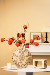 Vase en céramique beige élégant et boîte à mouchoirs, motif floral paisley, accent chinoiserie pour la décoration de la <span class=keywords><strong>maison</strong></span> - Product Image 2