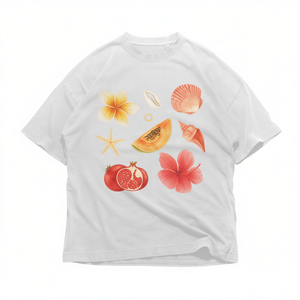 T-shirt Grafica Oversize Y2K Streetwear con Collage Tropicale Fiori Conchiglie Frutta Estetica Estiva Unisex Retrò - Product Image 2