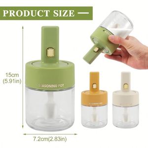 Kitchen Food Condiment Storage Glass Seasoning Box 9.3oz <b>Spice</b> <b>Jars</b> With Spoons and Lid - Product Image 3