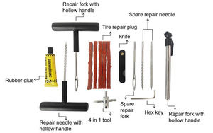 Kit de Reparación de Neumáticos de Acero al Carbono Premium con 2 Juegos de Agujas Espirales en Forma de T para Fácil Reparación de Pinchazos, Negro, Audi A8 2022-2024 - Product Image 4
