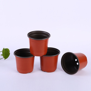 Pot de fleurs en plastique bicolore, petit modèle, rouge et noir, avec trous de drainage pour la plantation en jardin - Product Image 1