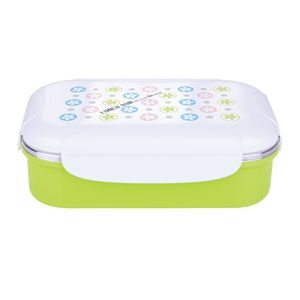 <b>Lunch</b> <b>Box</b> Rectangle Green Stainless Steel Airtight Lid With Flowers Pattern Student Use - Product Image 5