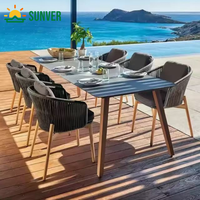 Ensemble de table et de chaises de salle à manger en rotin tressé moderne et luxueux pour l'extérieur, 4 à 6 personnes, léger, durable, salon, sous-sol