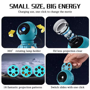 Lámpara Nocturna Infantil LED con Control Remoto, ABS, con Proyección de Olas Oceánicas, Luna, Cielo Estrellado y Astronauta, Regulable, para Uso en Hoteles - Product Image 5