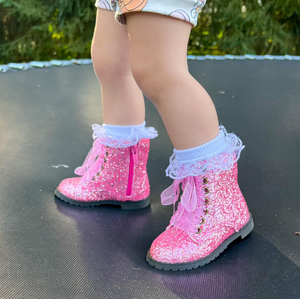 Bottes courtes à lacets pour enfants, assorties aux couleurs, brillantes et scintillantes, pour filles, pour les fêtes - Product Image 5