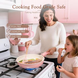 Removable Handle Nonstick <strong>Ceramic</strong> Aluminum <strong>Cookware</strong> Set with Glass Cover Kitchen Pots and Pans for Induction and Gas Stove - Product Image 5