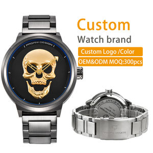 Özel Logo lüks Hip Hop paslanmaz çelik kuvars saatler erkekler için aydınlık kafatası tasarım 22mm bant Hangzhou spor moda stil - Product Image 1