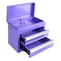Boîte à outils en métal à 2 tiroirs, coffre à outils portable en acier, armoire de rangement verrouillable violette pour garage, atelier, organisateur d'outils