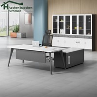 Chaise de bureau de direction trois-en-un en PVC blanc, combinaison simple et moderne pour superviseur, gestionnaire, bureau du président, bureau individuel