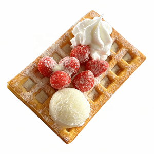 Rectangular Belgian Waffle Model PU Bead Base <b>PVC</b> Cream Berries Chocolate <b>Toppings</b> Crispy Eye Catching Cafe Window Displays - Product Image 1