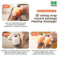 Masseur électrique noir pour les genoux FULLUCKY, réglable, avec design enveloppant, chauffage infrarouge, panneau tactile pour soulager les douleurs au cou et aux jambes, 5 boutons