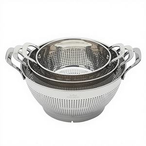 Passoire en acier inoxydable avec pieds robustes surélevant le bol pour un meilleur drainage de l'évier, design européen, utilisation écologique en cuisine - Product Image 1