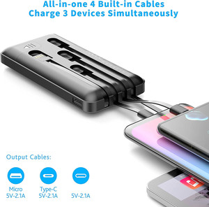 Banco de energía de ultra capacidad Cargador de 20000mAh con cables Cargador portátil Banco de energía para <span class=keywords><strong>iPhone</strong></span> 16 16 Samsung Pixel Powerbank - Product Image 5