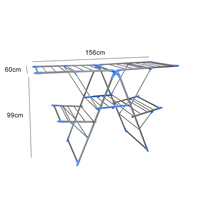 Support à linge pliable en métal à deux niveaux Organisateur de séchage des vêtements peu encombrant Rangement pour sac de nettoyage de salle de bain