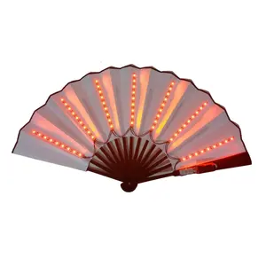 New Design Led Hand Fan Folding Light Up Bamboo Decorative Rave Flash Fan Paper Fans For Party