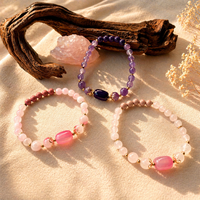 Bracelet en perles d'arôme en pierre naturelle, bijoux en pierres précieuses colorées, bracelet empilable d'été, cadeau pour femme, bracelet à porter au quotidien