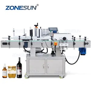 ZONESUN-ZS-TB200 adhesiva automática de alta velocidad, máquina de etiquetado de botellas de latas redondas de vitamina, para vino