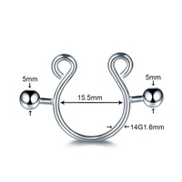 Ventes chaudes Anneau en fer à cheval en acier inoxydable 14G Nouveau design Acier inoxydable chirurgical 316 Anneaux de tétons réglables sans perçage
