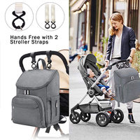 Sac à dos à langer avec fermeture éclair, grande capacité, matelas à langer portable, étui à sucettes, sangles de poussette, sacs à langer unisexes pour bébé