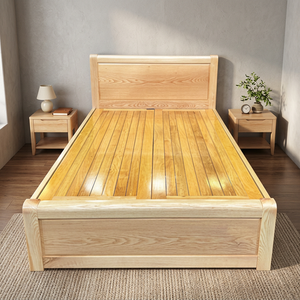 Russian Oak Wood Platform <b>Bed</b> Frame Solid American Modern Design 1.2m <b>Queen</b> Size <b>with</b> <b>Storage</b> for Bedroom or Hotel Use - Product Image 2
