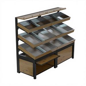 Exhibidor de Frutas y Verduras de Madera de Alta Luminosidad, Góndola Multicapa para Supermercado, Gran Venta - Product Image 1