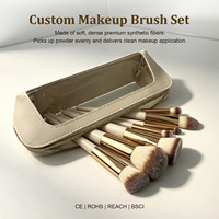 Ensemble de 8 pinceaux de maquillage professionnels pour le visage avec sac de rangement en cuir, poils synthétiques doux, logo personnalisé, kit de voyage