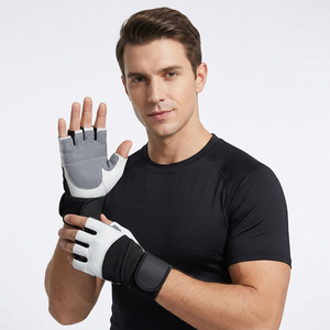 Fitness deportes medio dedo guantes levantamiento de pesas entrenamiento silicona antideslizante Cross Fit gimnasio empuñaduras cuero mano Palma ciclismo - Product Image 1